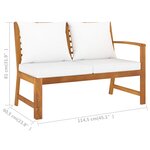 vidaXL Salon de jardin 9 Pièces avec coussin Crème Bois d'acacia solide