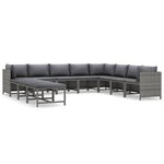 Salon de jardin meuble d'extérieur ensemble de mobilier 11 pièces avec coussins résine tressée gris 02_0015410