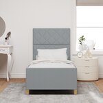Lit vidaXL Gris clair 90x200 cm Tissu