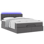 vidaXL Lit ottoman avec matelas & LED Gris 140x200cm similicuir