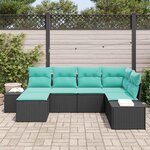 vidaXL Ensemble de canapé de jardin avec coussin 6 Pièces Noir polyrotin