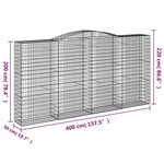 vidaXL Paniers à gabions arqués 4 Pièces 400x50x200/220 cm Fer galvanisé