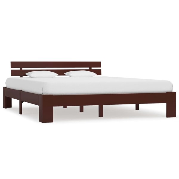 vidaXL Cadre de lit et tête de lit marron foncé 140x200 cm bois de pin
