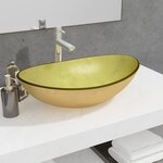 vidaXL Lavabo Verre trempé 54 5x35x15 5 cm Doré