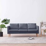vidaXL Canapé à 3 places Tissu Gris foncé