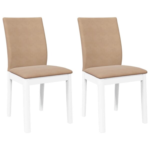 vidaXL Chaises à manger coussins 2 Pièces blanc bois massif caoutchouc