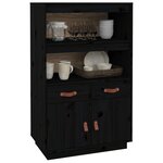 vidaXL Buffet haut Noir 67x40x108 5 cm Bois massif de pin