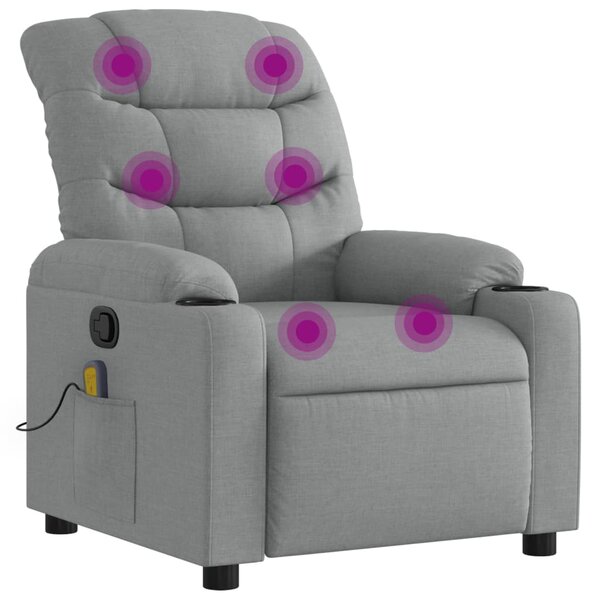 vidaXL Fauteuil inclinable de massage gris clair tissu
