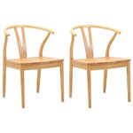 vidaXL Chaise de salle à manger 2 pc Bois de Caoutchouc Massif Naturel