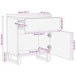 vidaXL Table de chevet noir 50x33x60 cm bois de manguier massif