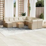 vidaXL Salon de jardin avec coussins 12 Pièces beige résine tressée