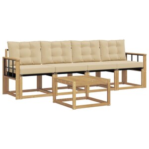 vidaXL Ensemble de canapés d'extérieur 5 pc Blanc et Beige