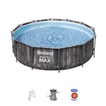 Piscine - BESTWAY Piscine hors sol ronde Steel Pro Max 366x100cm (effet bois)