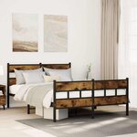 vidaXL Cadre de lit en métal sans matelas chêne fumé 140x190 cm