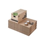 Pack and Move - Lot 40 cartons déménagement stockage standard - 60 x 30 x 30 cm - Poignées renforcées - 2 adhésifs offerts