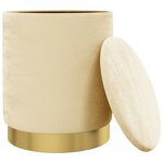 vidaXL Tabouret de rangement rond Abricot Velours 31 x 37 cm