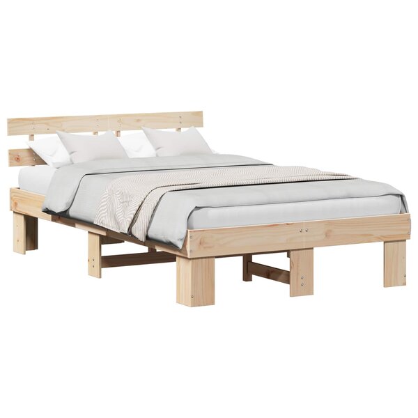 vidaXL Cadre de lit avec tête de lit Naturel 120 x 190 cm Pin massif