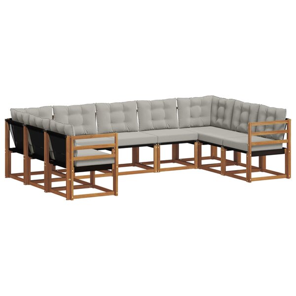 vidaXL Ensemble de canapés d'extérieur 9 pc Gris Naturel et Clair
