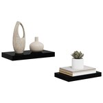 vidaXL Étagère murale flottante 2 Pièces Noir brillant 40x23x3 8 cm MDF