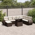 vidaXL Salon de jardin avec coussins 9 Pièces marron résine tressée