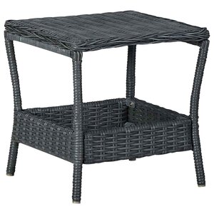 vidaXL Table de jardin Gris foncé 45x45x46 5 cm Résine tressée