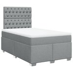 vidaXL Sommier à lattes de lit et matelas gris clair 120x190 cm tissu