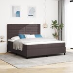 vidaXL Lit à ressorts marron foncé avec matelas et LED  180 x 200 cm en tissu