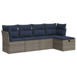 vidaXL Salon de jardin 5 Pièces avec coussins gris résine tressée