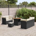 vidaXL Ensemble de canapé de jardin 8 Pièces Noir et Crème polyrotin