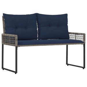 vidaXL Banc extérieur avec coussin Gris et Marine 118 x 55 x 82 cm