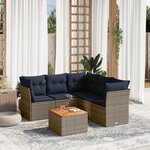 vidaXL Salon de jardin 6 Pièces avec coussins gris résine tressée