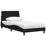 vidaXL Lit avec matelas noir 100x200 cm tissu