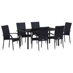 vidaXL Ensemble de salle à manger pour jardin 7 Pièces Noir Poly rotin