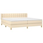 vidaXL Sommier à lattes de lit avec matelas Crème 200x200 cm Tissu