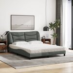 vidaXL Lit avec matelas Hvar gris foncé 160x200 cm tissu