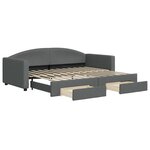 vidaXL Lit de jour avec gigogne et tiroirs gris foncé 90x200 cm tissu