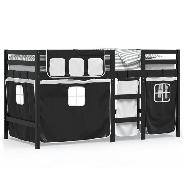 vidaXL Lit mezzanine pour enfants avec rideaux sans matelas 80x200 cm