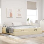 vidaXL Cadre de lit avec stockage Crème 200 x 200 cm tissu