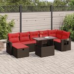 vidaXL Salon de jardin avec coussins 8 Pièces marron résine tressée acacia