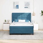 vidaXL Lit à ressorts avec matelas Bleu foncé 200 x 140 cm Polyester