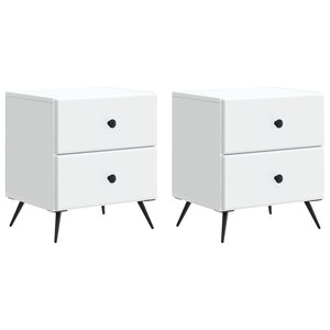 vidaXL Cabinet de chevet avec tiroir 2 Pièces Blanc 43 x 34 5 x 47 5 cm