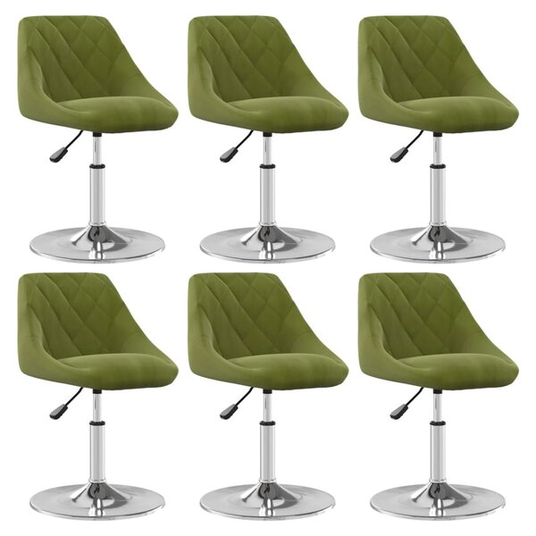 vidaXL Chaises pivotantes à manger lot de 6 vert clair velours