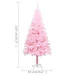 vidaXL Arbre de Noël artificiel pré-éclairé et boules rose 180 cm PVC