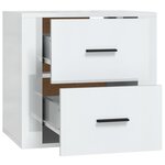 vidaXL Table de chevet murale Blanc brillant 50x36x47 cm