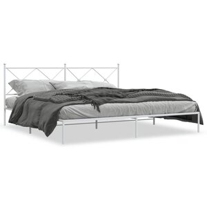 vidaXL Cadre de lit métal sans matelas et tête de lit blanc 193x203 cm