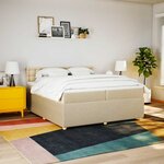 vidaXL Sommier à lattes de lit avec matelas Crème 200x200 cm Tissu