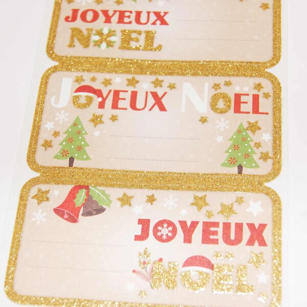 12 étiquettes adhésives de Noël - Joyeux Noël