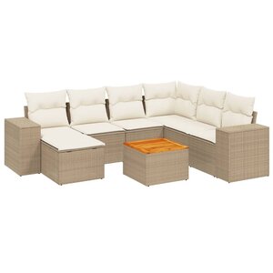 vidaXL Salon de jardin avec coussins 8 Pièces beige résine tressée