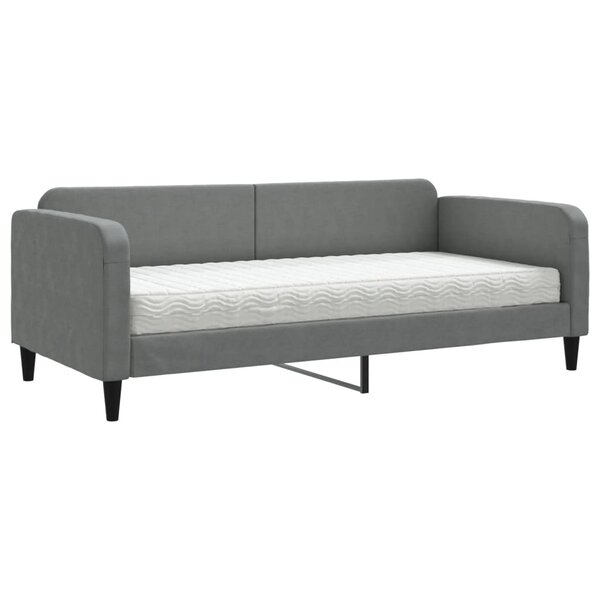 vidaXL Lit de jour avec matelas gris foncé 90x200 cm tissu