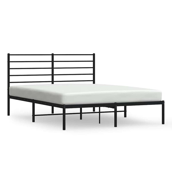 vidaXL Cadre de lit métal sans matelas avec tête de lit noir 120x190cm